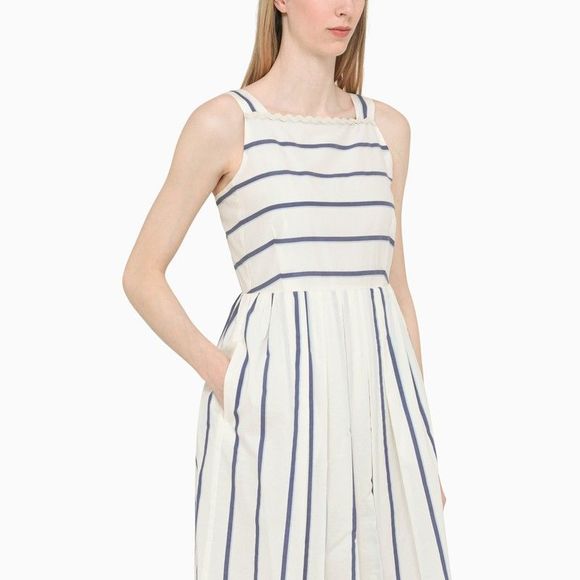 Weekend Max Mara Long White/Blue Striped Dress - Picture 4 of 4